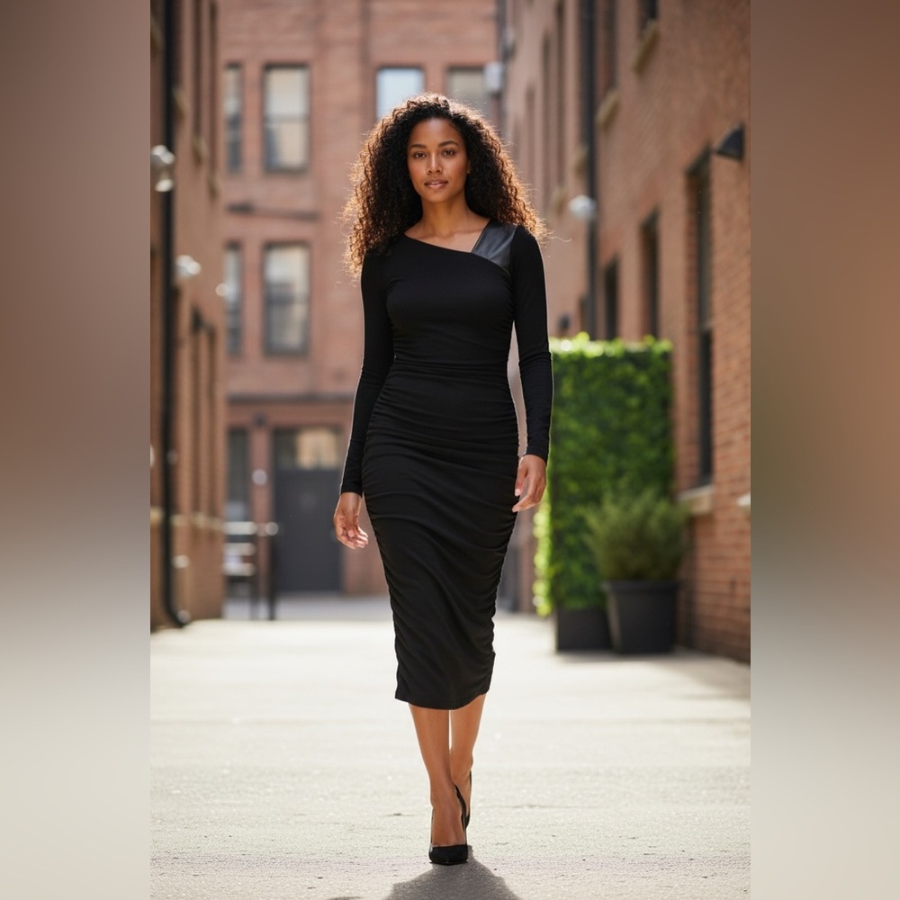 DKNY Black Asymmetrical Dress